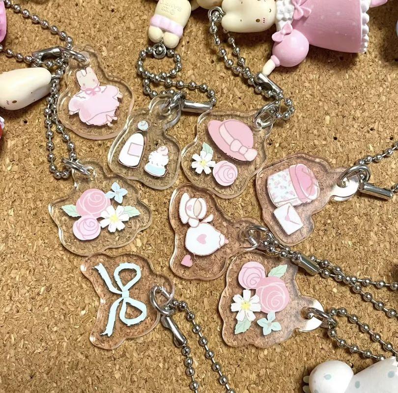 New product in stock Jasmine Rabbit Doll Pendant Acrylic Hanging Tag Blind Box Keychain French Floral Afternoon Tea Rabbit