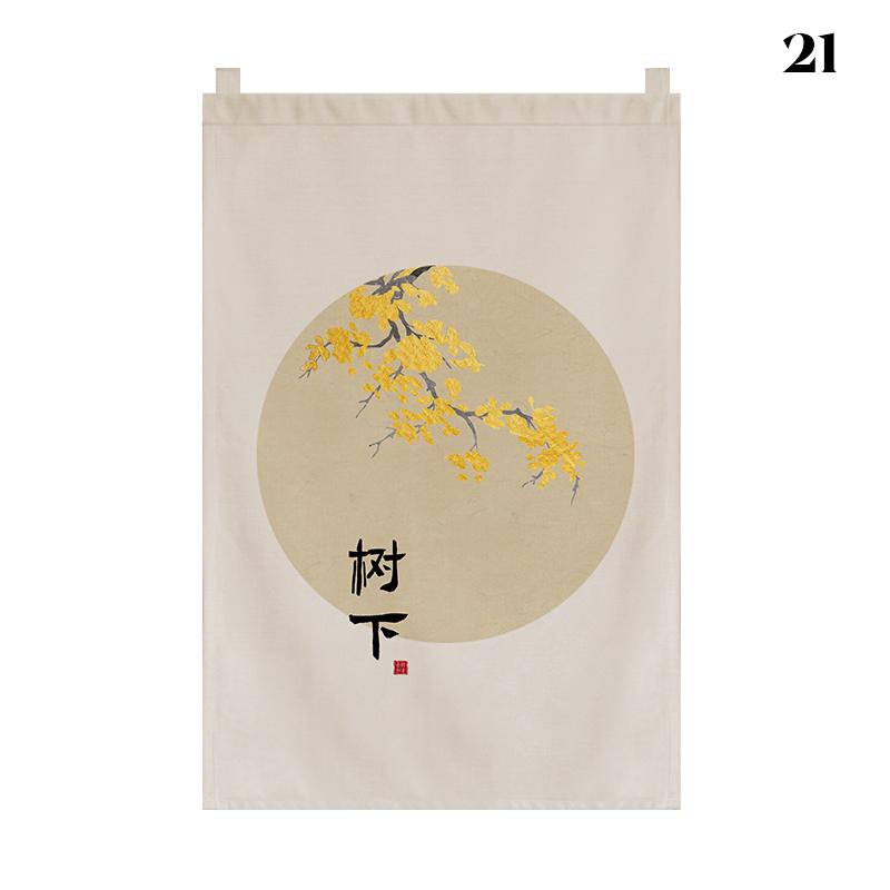 Chinese Style Short Door Curtain Drapes Kitchen Partition Restaurant Tea House Hanging Curtain Pennant Izakaya Decor Shop Sign