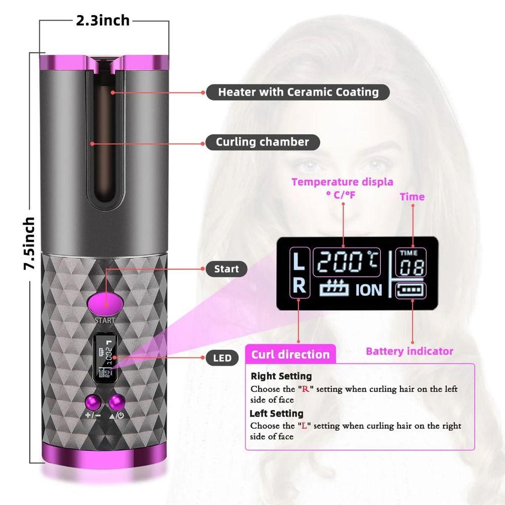Wireless Electric Hair Curler Portable Cordless Automatic Curler  Hair Styling Tool