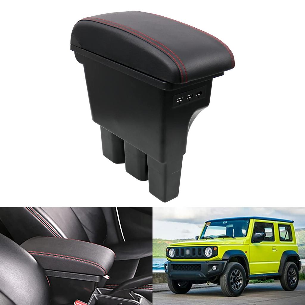 Sporacingrts Armrest Console for New Suzuki Jimny Console Car Storage Storage Easy Black with Red Stitching JB64/JB74, Box, Box, Armrest,