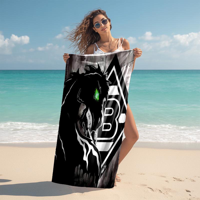 Beweis Strandtuch mit Borussia Mönchengladbach Logo Muster - weich, saugfähig, schnelltrocknend, maschinenwaschbar - perfekt zum Schwimmen, Camping, Baden