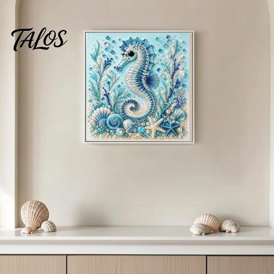 DIY Faux Pearl Painting Kit Ocean Kit, Marine Life 3D Art Coastal Wall Decor Sea Turtle Fish Picture Craft Set for Adults, Home Beach House