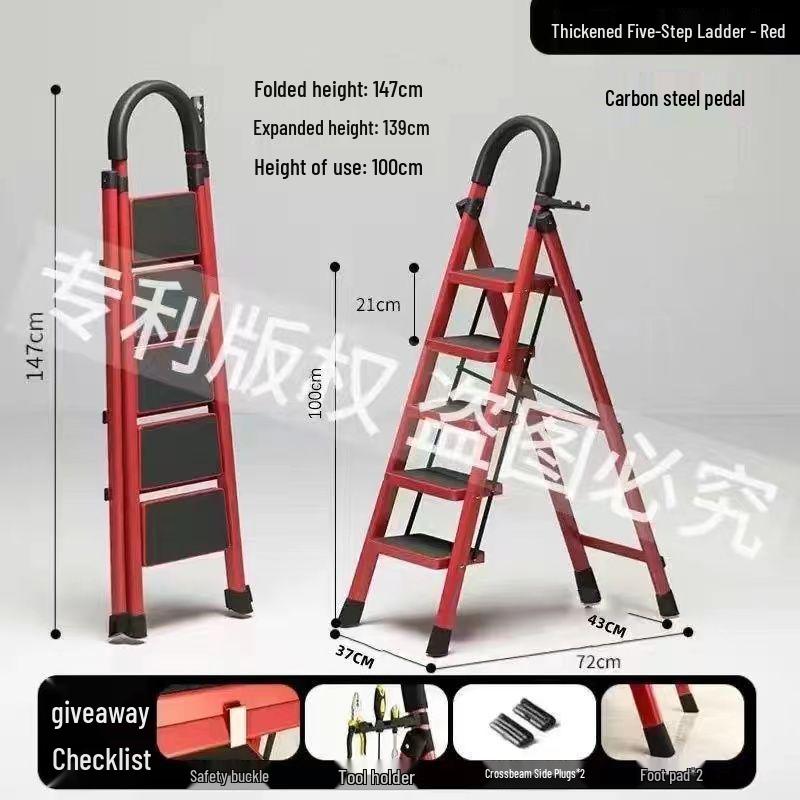 Portable Multi-Functional Four-Step Folding Step Ladder for Indoor Use