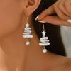 Women Delicate Bell Gift Box Fur Ball Girls Stud Party Jewelry Accessory Elegant Snowflake Imitation Pearl Dangle Earrings