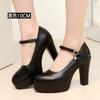 Genuine Leather Women Shoes Pointed Pumps Platform High Heels Fashion Party Wedding Shoes Black Work Shoe Plus Size 32-43