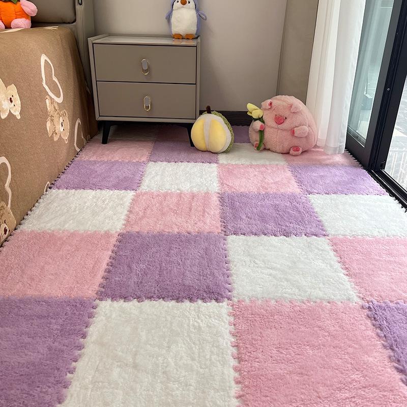 Plush Bedside Rug: Girls' Room Foam Floor Mats, Washable & Stylish
