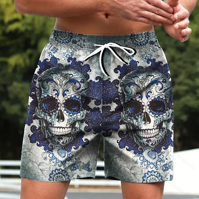 Pattern Beach Pants Men's Quick Drying Five Minute Swimming Pants Men's Hot Spring Double-layer Men's Beach Pants