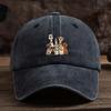 Dog Group Print Washed Cotton Baseball Cap Adjustable Outdoor Casual Unisex Cap