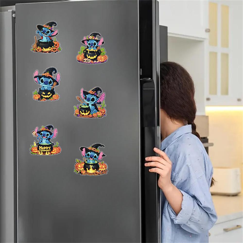 6pcs/Set Halloween Series Diamond Painting Magnets for Refrigerator Diamond Art Fridge Magnets for Adults Diamond Art Refrigerator Magnets Kits
