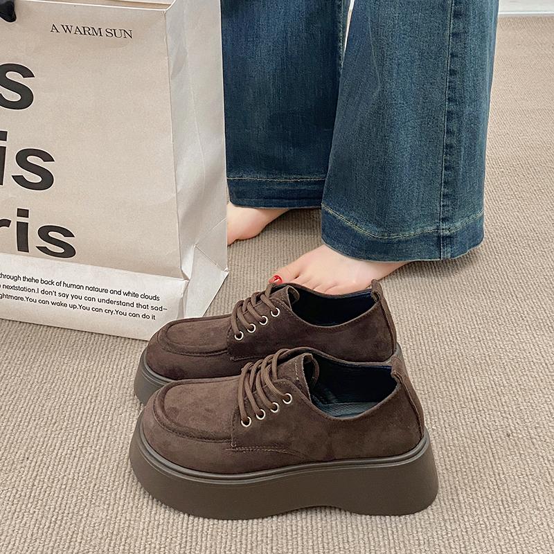 Mode CRLAYDK Retro Damen Plateau Slipper Vintage Lässig Wildleder Damen Arbeit Bequem Gehen Höhe Erhöhende Schuhe