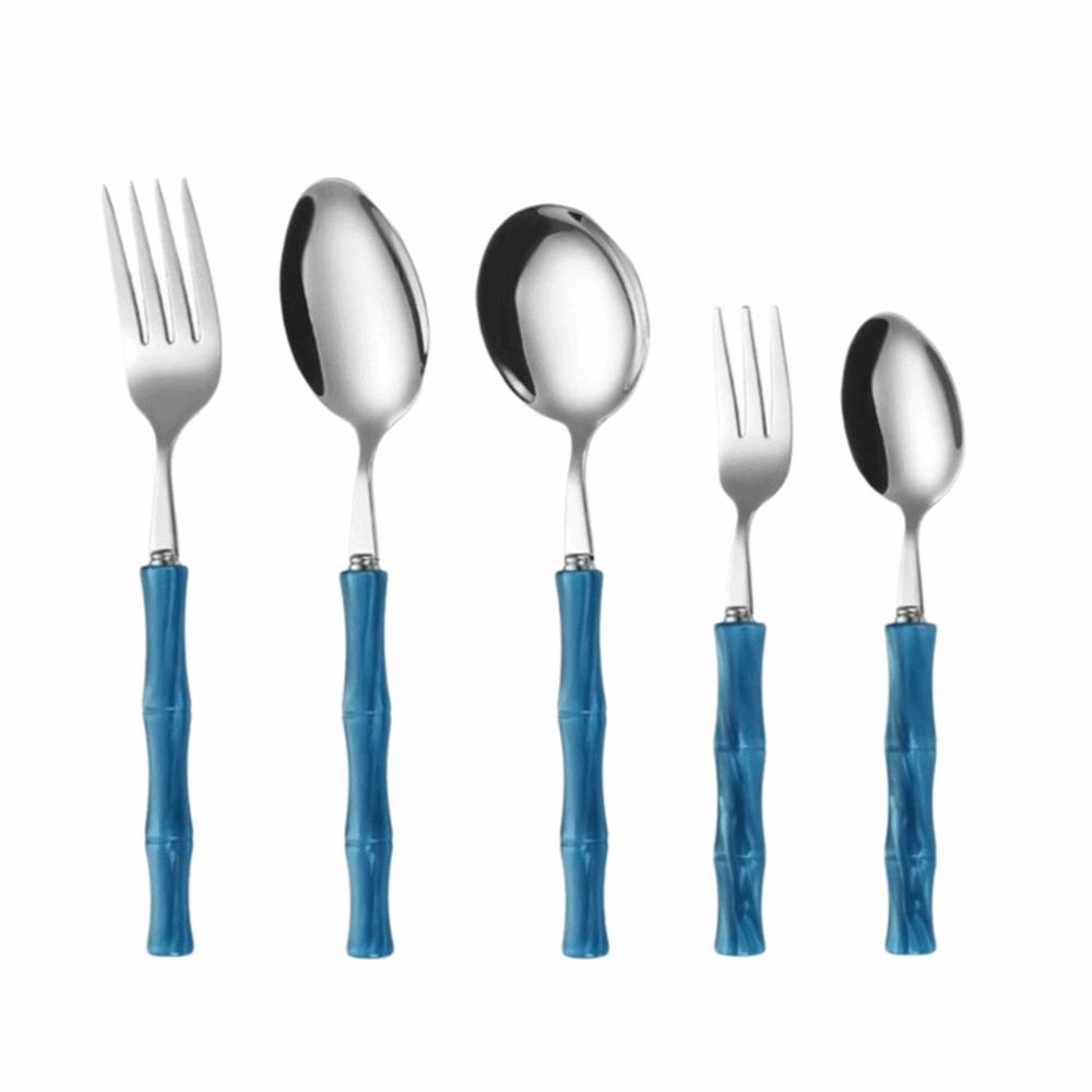 Bamboo Shape Handle Fork and Spoon 304 Stainless Steel Bamboo Handle Cutlery Home Kitchen