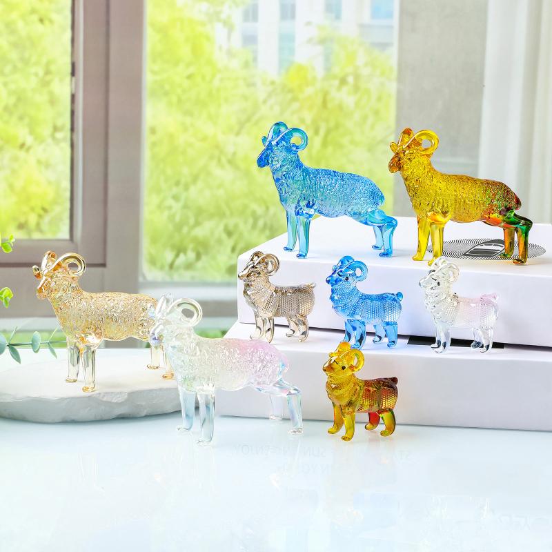 Kristallschaf-Figur 2027 Sternzeichen Schaf Statue Zuhause Schreibtisch Bücherregal Büro Ornament Schaf Dekoration Feng Shui Bringt Glück
