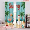 2pcs,2D Plane Printing Minimalist Curtains Flamingo & Snowman Tropical Ocean 100% Polyester (without Rod) Art Deco Festive