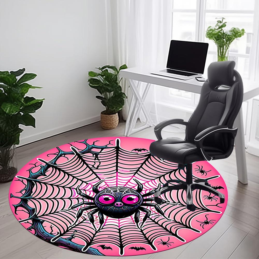 1pc Spider Web Office Round Area Rug, Indoor Mat Suitable ForOffice, Under Office Chairs Bedroom Living Room Home Decor, Room Deco,  n54