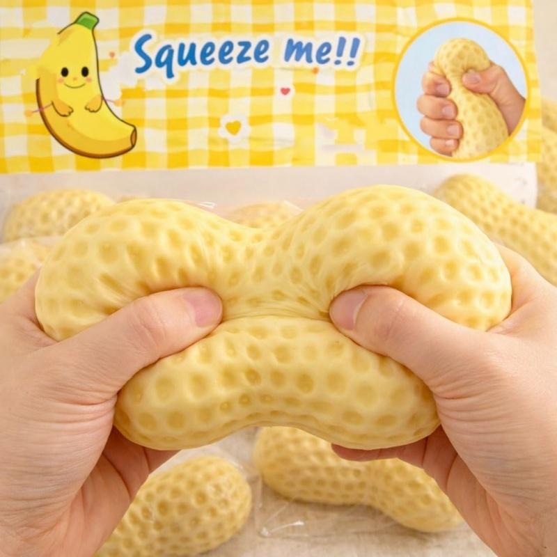 Squishies Cacahuète Boules Anti-Stress Jouets Fidget Soulagement de l'Anxiété Boule de Pâte à Malaxer Douce Jouet à Presser Décompression Pour Adultes Enfants