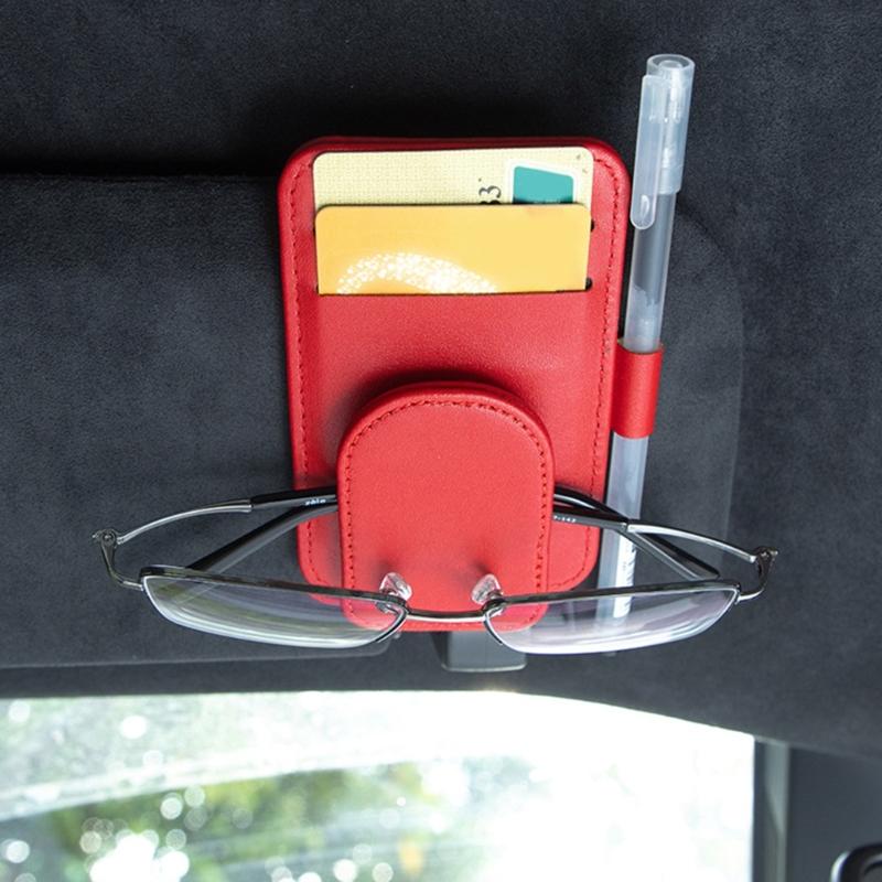 Leather Storage Clip Auto Interior Accessory Car Glasses Holder Card Clip Eyeglass Hanger Organizer Clip for Sun Visors