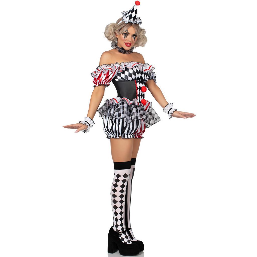 Female Clown Cosplay Outfit With Polyester Material For Party And Role Play