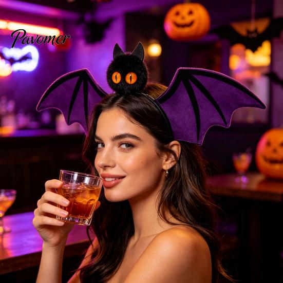 Halloween Vampire Theme Headband Bat Hairband, Plush Wing Gothic Style Headband, Versatile Costume Accessory Cosplay Party Accessories for Women
