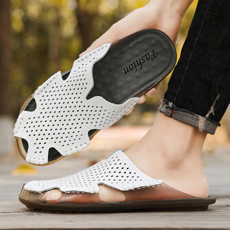 Men's Beach Open Toe Shoes Sandals High Quality Non-slip Men Slippers Breathable Two Uses Male Footwear Mens Summer Outdoor Shoe