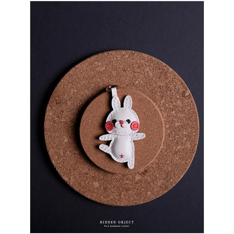 Porte-clés de voiture en cuir véritable fait main par Happy Rabbit créatif et personnalisé accessoire simple pour sac cadeau