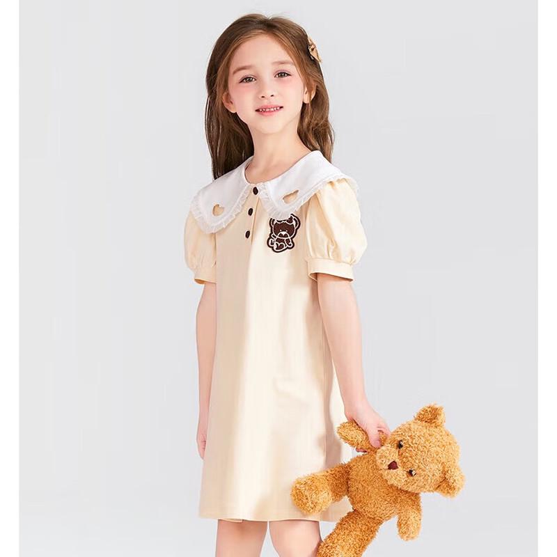PawinPaw Girls  Cartoon Bear Peter Pan Collar Princess Summer Dress 90