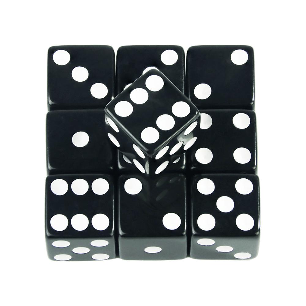 10pcs Game Dice 6 Sided 16mm Black Acrylic Dice Standard Colored Dots for Board Game Classroom Math Accesories
