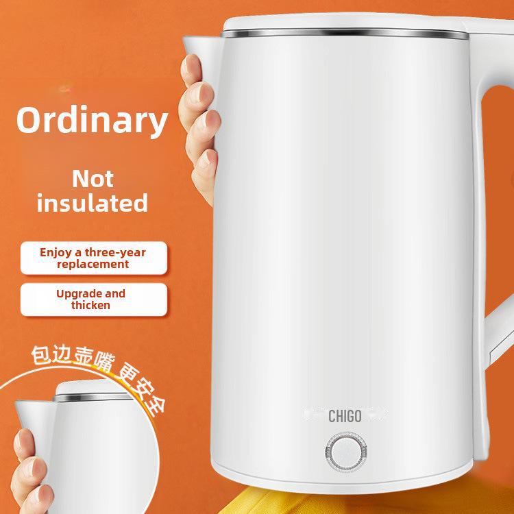 Chigo Electric Kettle: Double-Layer, Anti-Scalding, Auto Power-Off, Constant Temperature.