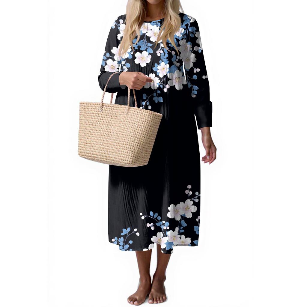 Women's Fashion Casual Sleeveless Round Neck Solid Color Elegant Temperament Dress