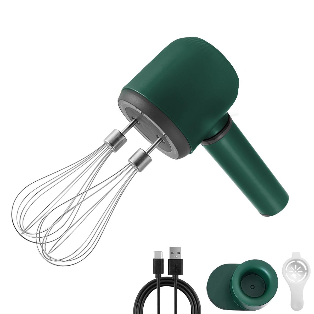 

Электрический венчик Модель с двумя насадками Электрический вспениватель молока Перезаряжаемый через USB 1200 мАч 3 скорости Электрический миксер Выпечка тортов Кухонные инструменты зелёный