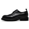 Round Head Block Men'S Leather Big Head Business Casual Shoes First Layer Cowhide Leather Shoes Thick Sole Increase
