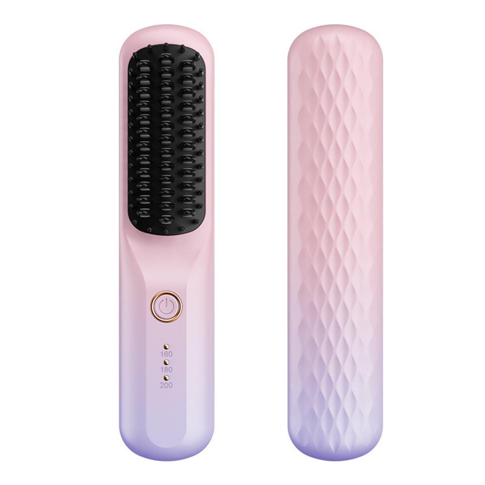 Fast Heating Hair Straightener Brush USB Rechargeable Electric Styling Comb Home Use