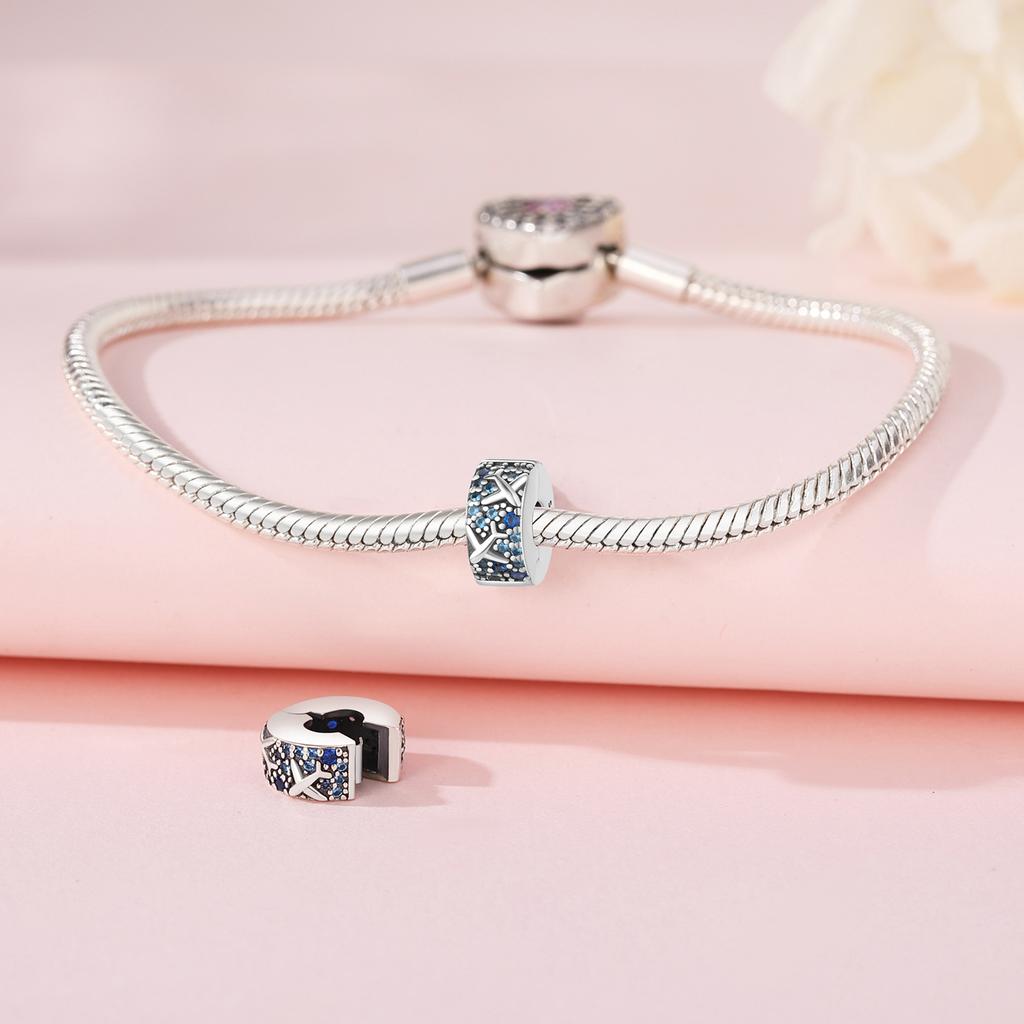 Original Copper Charms Luxury Flying Blue Zircon Beads Fit Bracelet Diy Women Making Delicate Gift Jewelry