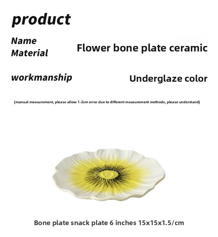 BRFlower-shaped Plate Porcelain Plate Fruit Platter Dessert Tray Colored Daisies Dinner Plates Dishes Sushi Dish RestaurantEY