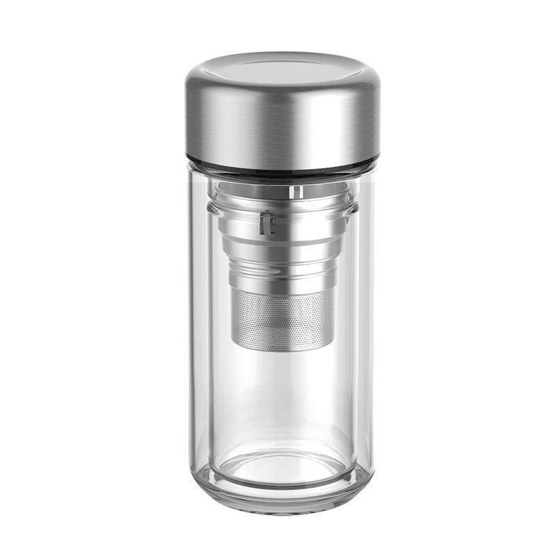 Double Glass Tea Cup Portable Small Capacity Tea Separation Cup for Men and Women Travel Office Use