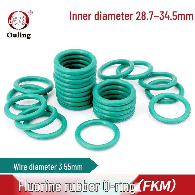 Green Oil-Resistant FKM O-Ring, Inner Diameters: 28.7-34.5mm, Thickness: 3.55mm ID 28.7*3.55mm (5pcs) Green FKM O-ring