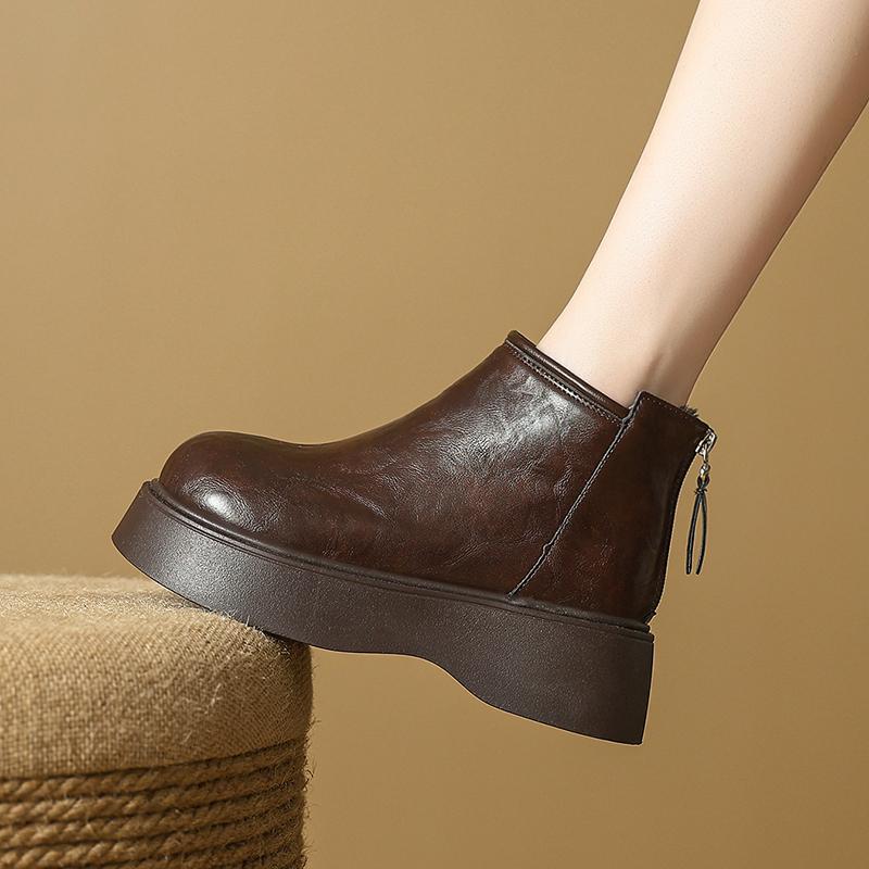 2025 The Zipper At The Back of The Round-toed Ankle Boots Is Suitable for Comfortable Footwear for Both Daily Casual Commuters