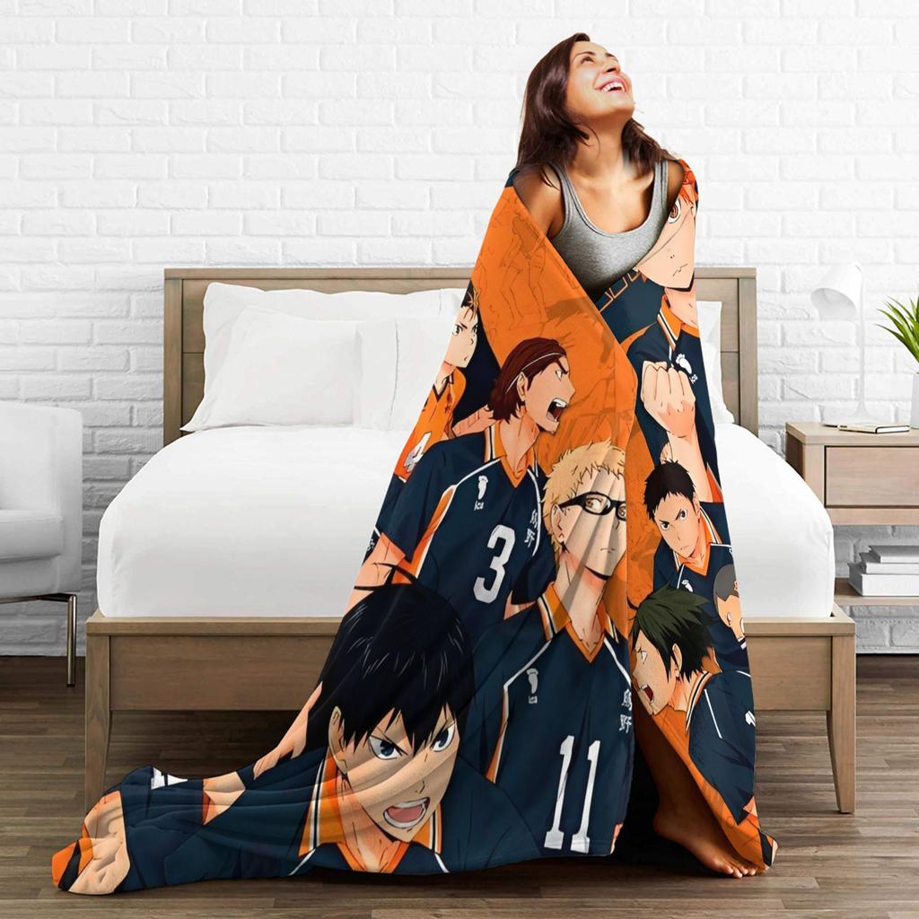 Haikyuu  Blankets Fleece Anime Warm Throw Blankets for Outdoor Travel Bedspread
