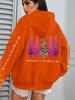 Women's Festive Leopard Print Tree Hoodie with Pockets