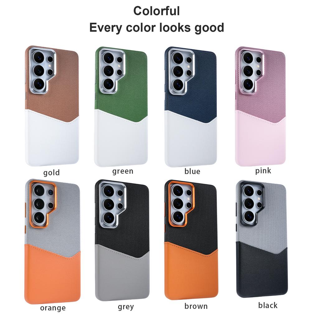 Luxury Minimalist Color-block Woven Card Slot Magnetic Phone Case for Samsung S26 Ultra S25 S24 Shockproof For Magsafe Cover