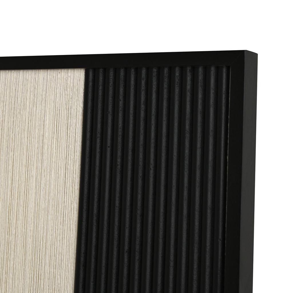 Hestia Thread Wall Art Picture - Abstract Cream & Black 70cm x 70cm x 3cm