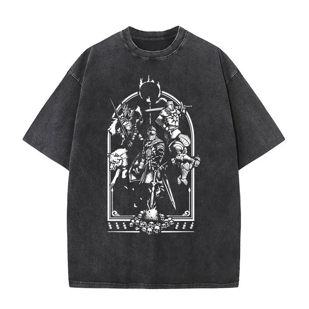Dark Souls Chosen Undead  Lords Washed Gothic Unisex TShirt  Cotton Game Fans Famous Games Fashion Streetwear TShirt S