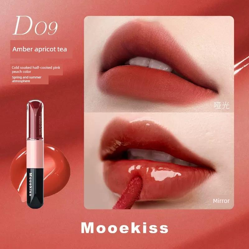 Mooekiss Double-Ended Lip Glaze Mirror Water Gloss Essence Lipstick Matte Moisturizing Non-Stick Cup Lip Gloss 08