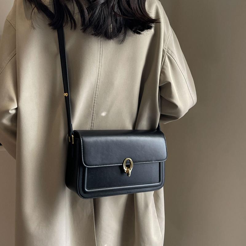 Geantă Retro pentru Femei, Nouă, Textură High-end, de Nișă, sub Braț, Piele PU cu Clapetă, Roșie, Geantă Pătrată Crossbody pe Umăr CLE