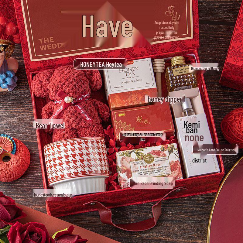 Freudiges Hochzeitsgastgeschenk-Set: Elegante Handtaschen-Geschenkbox für Brautjungfern und weibliche Gäste