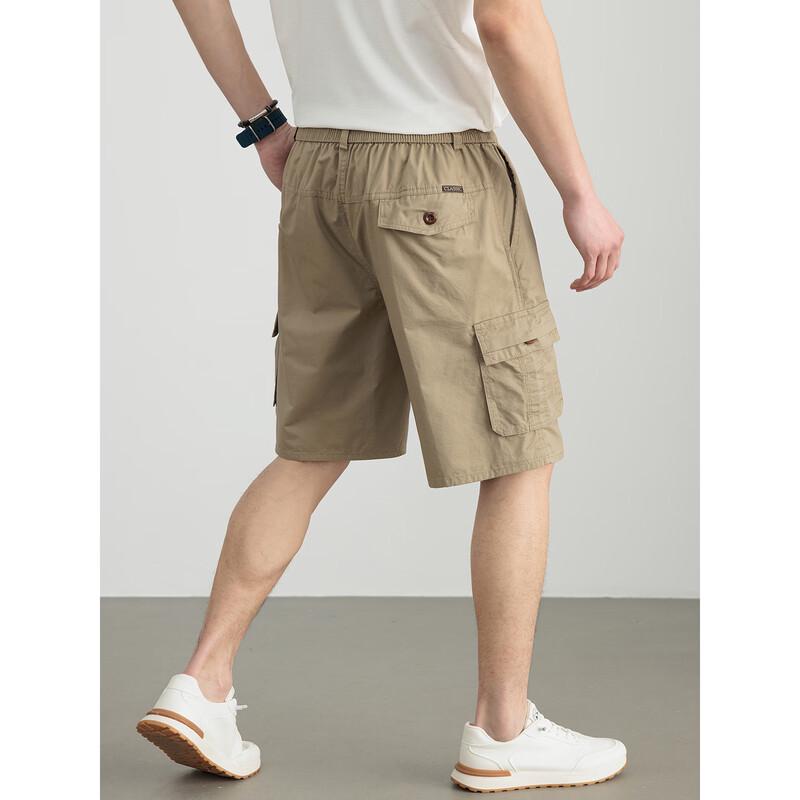 Hengyuanxiang Men's Pure Cotton Loose Cargo Shorts
