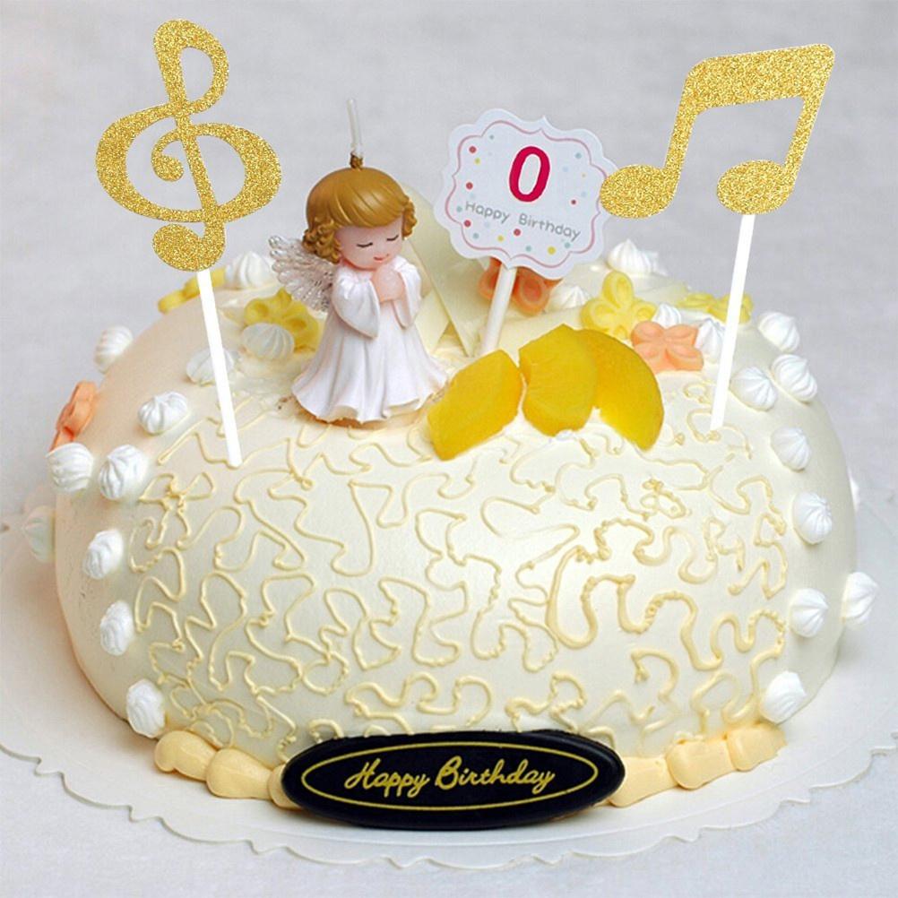 6 Stück Gold Musiknote Cupcake Topper Glitzer Kuchen Dekoration Geburtstagsparty Hochzeit Dessert Zubehör Musiknote Kuchen Topper