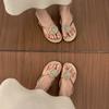 Fashion Rubber Flip Flops Flower Low Hawaiian Floral Fabric PU Hoof Heels Low Rubber Flip Flops Flower Hawaiian Fabric Hoof Heels Floral