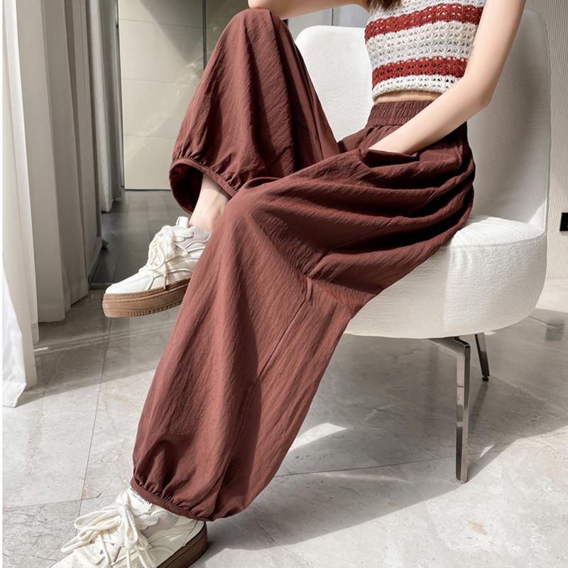 Women Cotton Linen Sweatpants Loose Lazy Ice Silk Thin Summer Lantern Trousers Casual Sunscreen Japan Yamamoto Wide Leg Pants