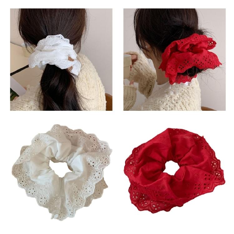Elastic Hair Scrunchies Large Lace Ponytail Holder Suitable for Adult Hair Types