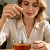 304 Stainless Steel Tea Infuser Strainer For Loose Leaf Tea With Fine Meshes Filter And Extended Chain Hook Drip Tray